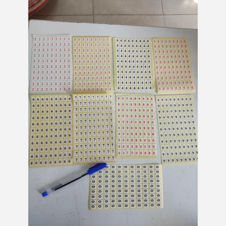 برچسب عدد برچسب شماره از دو الی نه و صفر