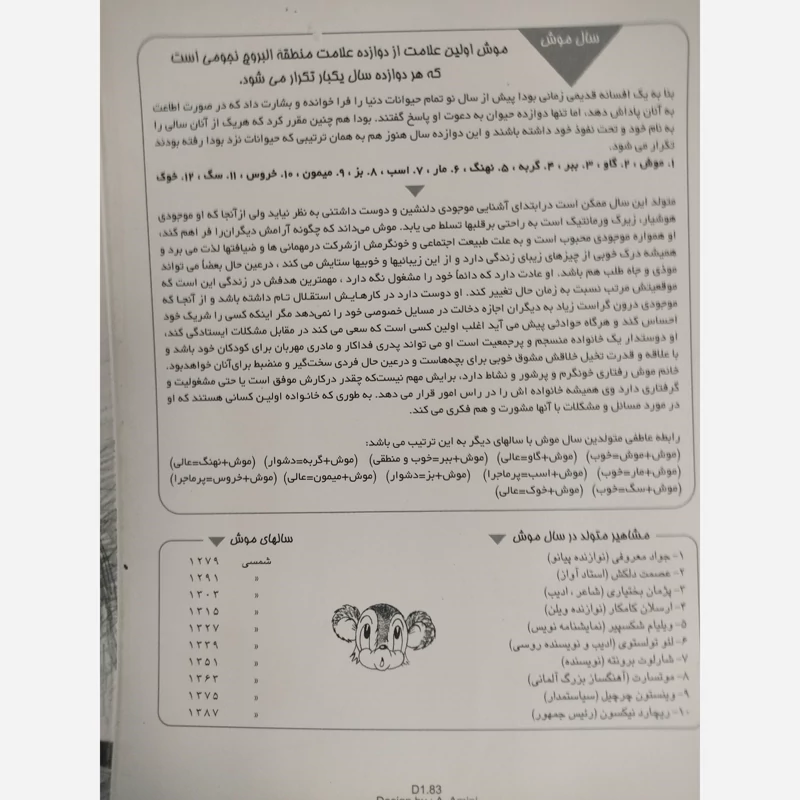 کارت پستال سیاه و سفید با توضیحات نام سالها