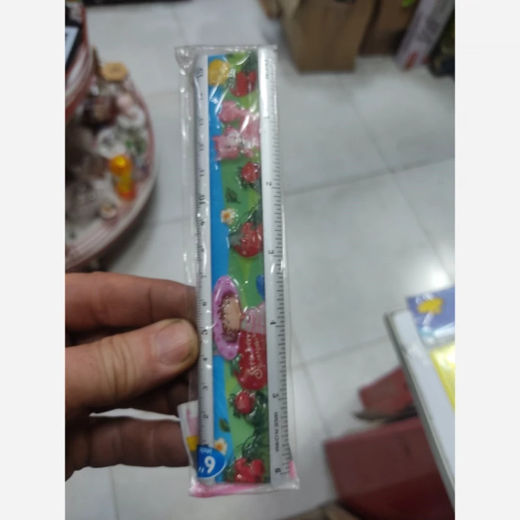 خط کش 15 سانت فلزی آلومینیومی طرحدار پهن
