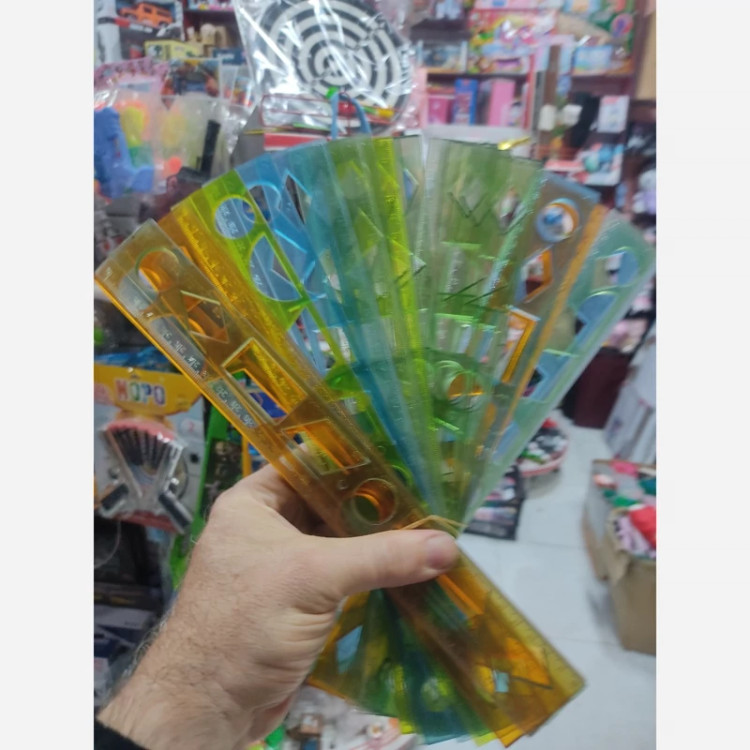 خط کش شابلون شیشه ای 30 سانت رنگی