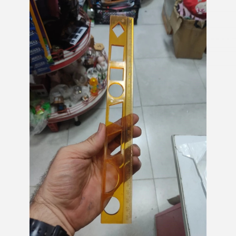 خط کش شابلون شیشه ای 30 سانت رنگی