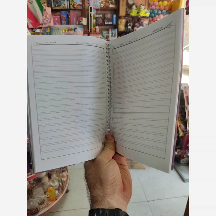 دفتر انگلیسی 100 برگ دو خط جلد طلقی سیم دوبل