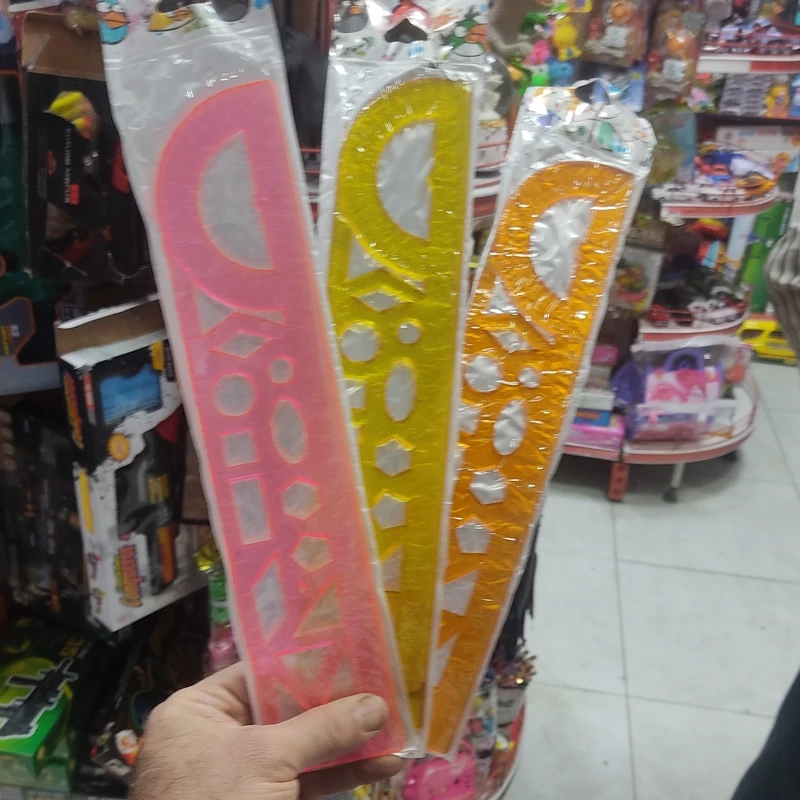 خط کش ژله ای 30 سانت نقاله دار همراه با شابلون اشکال مختلف